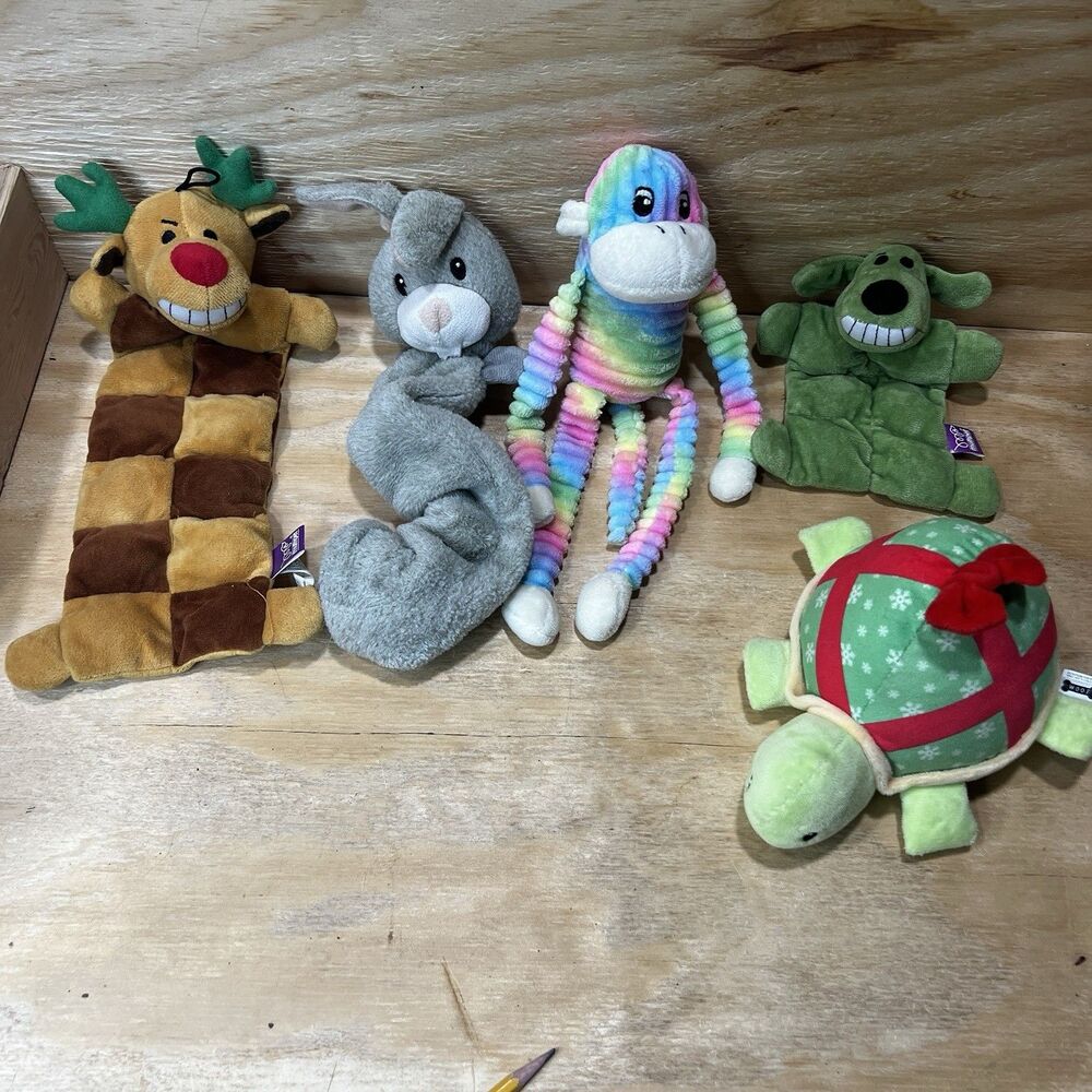Plush Dog Toy Lot of 5 Clean Squeaky Crinkle ZippyPaws Frisco Multipet